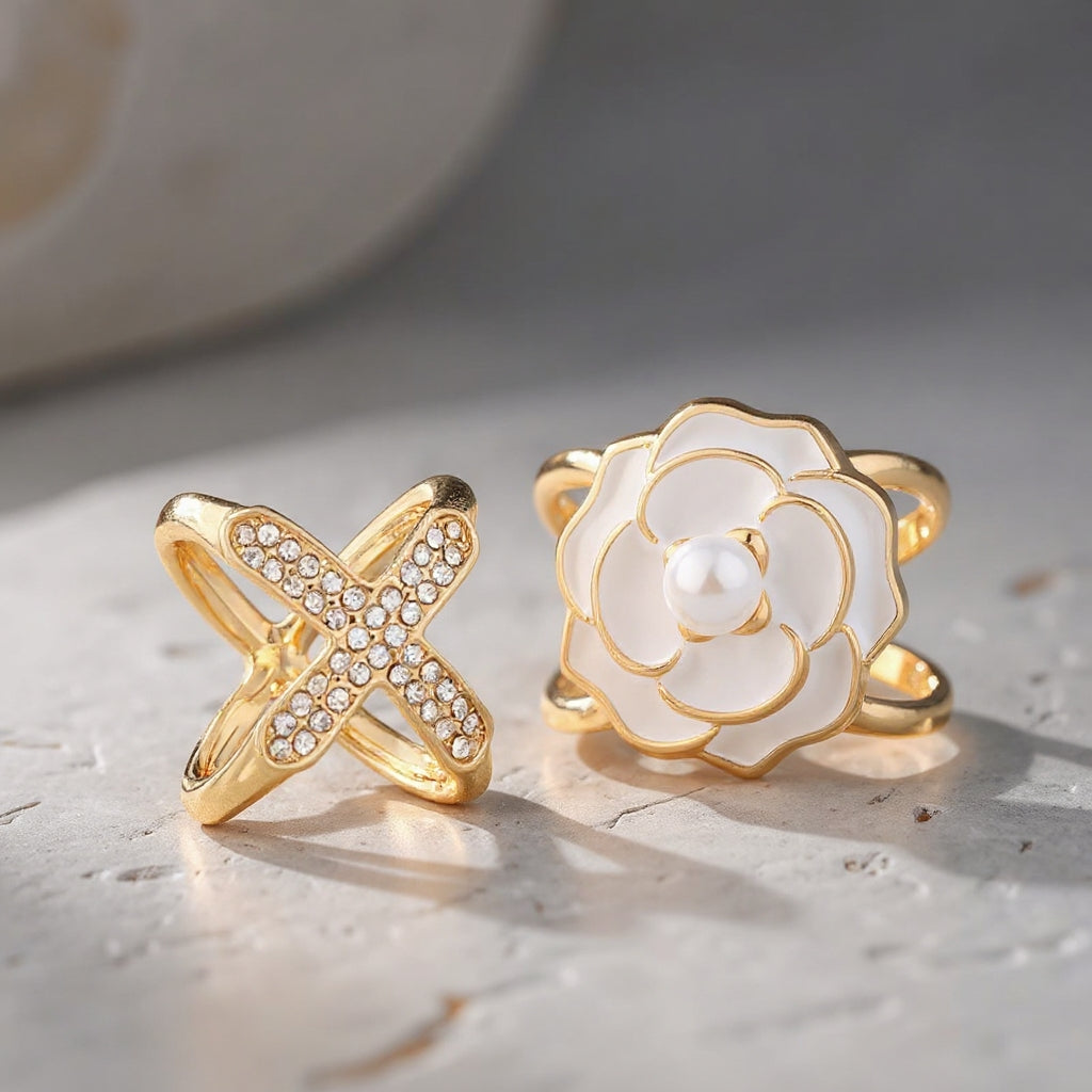 ❤️ ✨Koop 1 en krijg 1 gratis🔥Elegante dames sjaal met parel- en bloemenmotief en ringcli