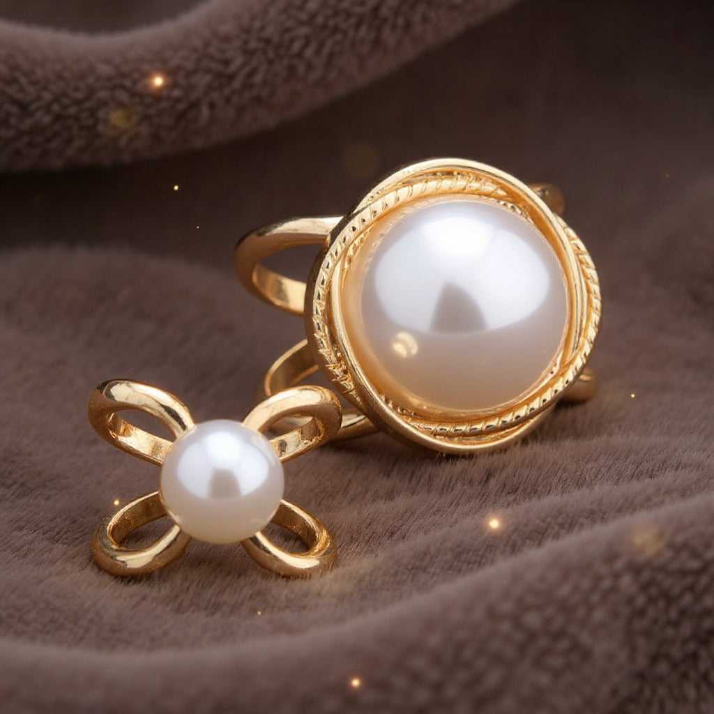 ❤️ ✨Koop 1 en krijg 1 gratis🔥Elegante dames sjaal met parel- en bloemenmotief en ringcli
