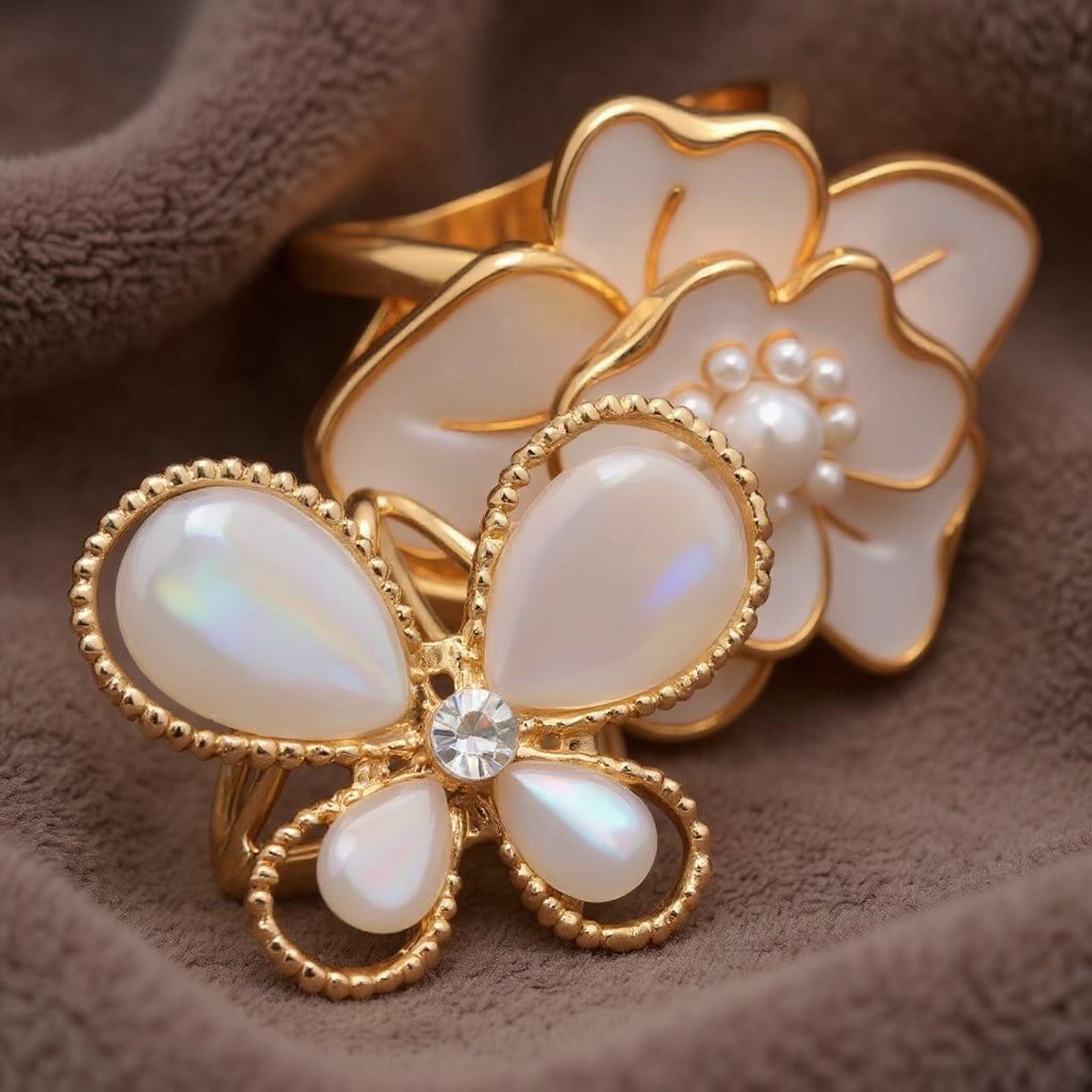 ❤️ ✨Koop 1 en krijg 1 gratis🔥Elegante dames sjaal met parel- en bloemenmotief en ringcli