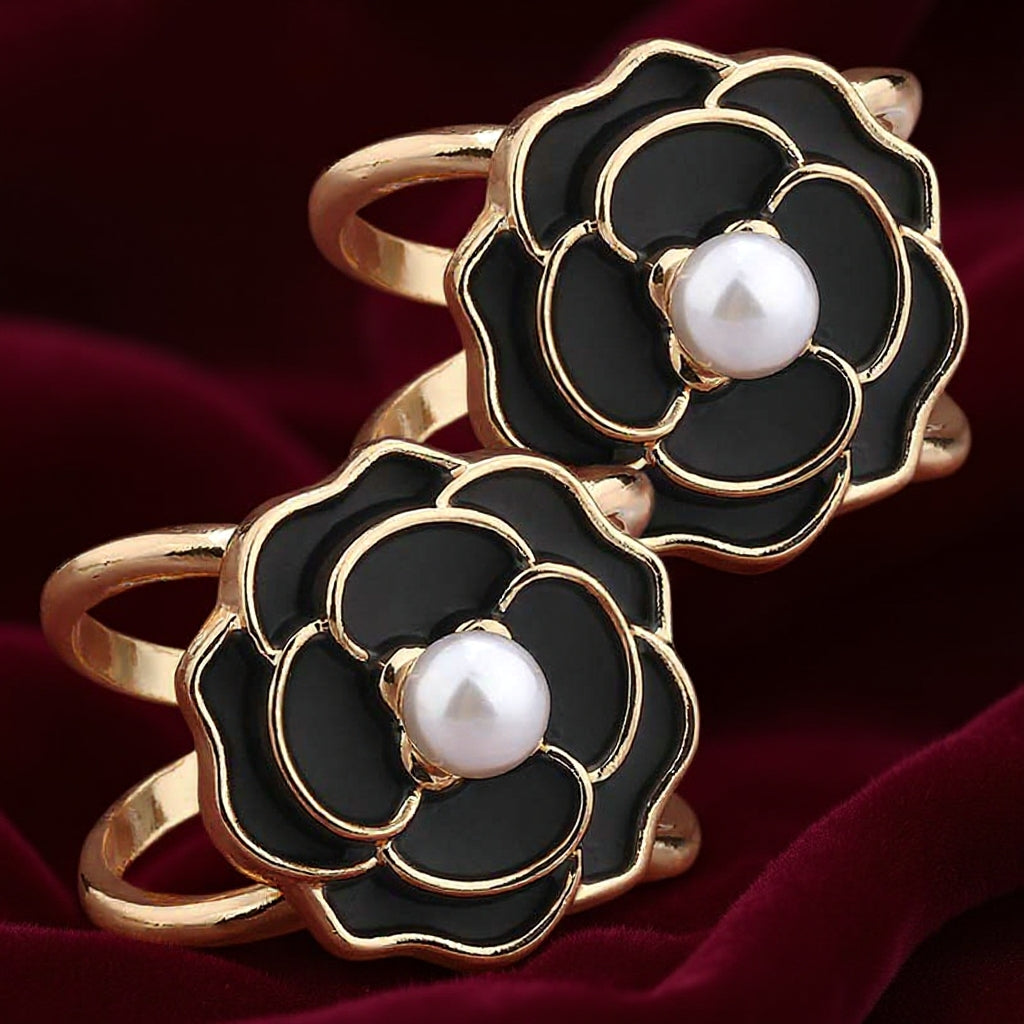 ❤️ ✨Koop 1 en krijg 1 gratis🔥Elegante dames sjaal met parel- en bloemenmotief en ringcli