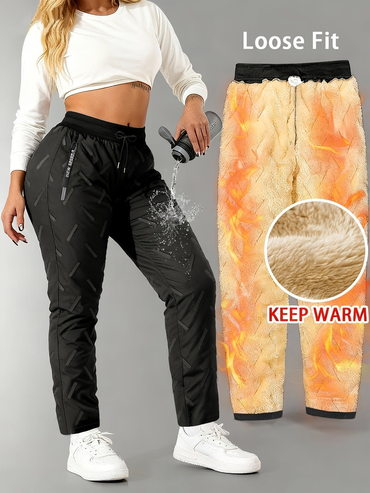 ✨ Unisex – extra zachte en warme fleece-gevoerde waterafstotende broek