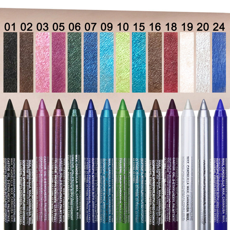 💧 14-delige waterproof gekleurde gel eyeliner potlood – metallic & shimmer afwerkingen, smudge-proof (Kleur van puntenslijper is willekeurig)