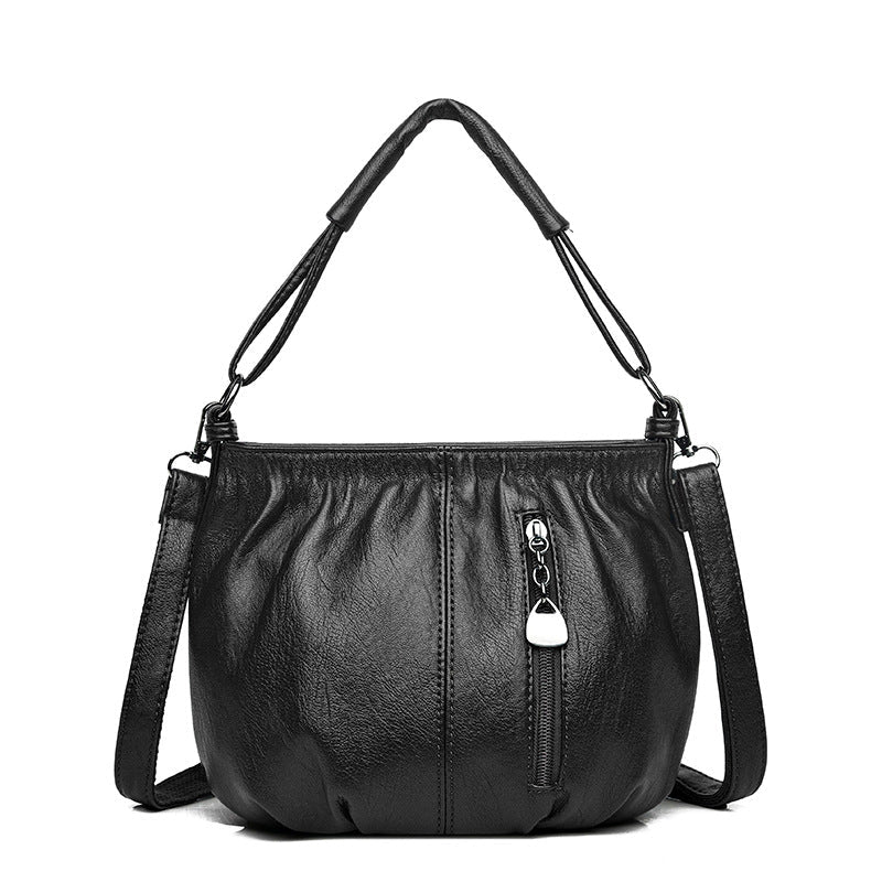⏳Tijdelijke aanbieding⏰ Geplooide leren bucket bag – Zacht materiaal, verstelbare schouderband en chique casual stijl ✨