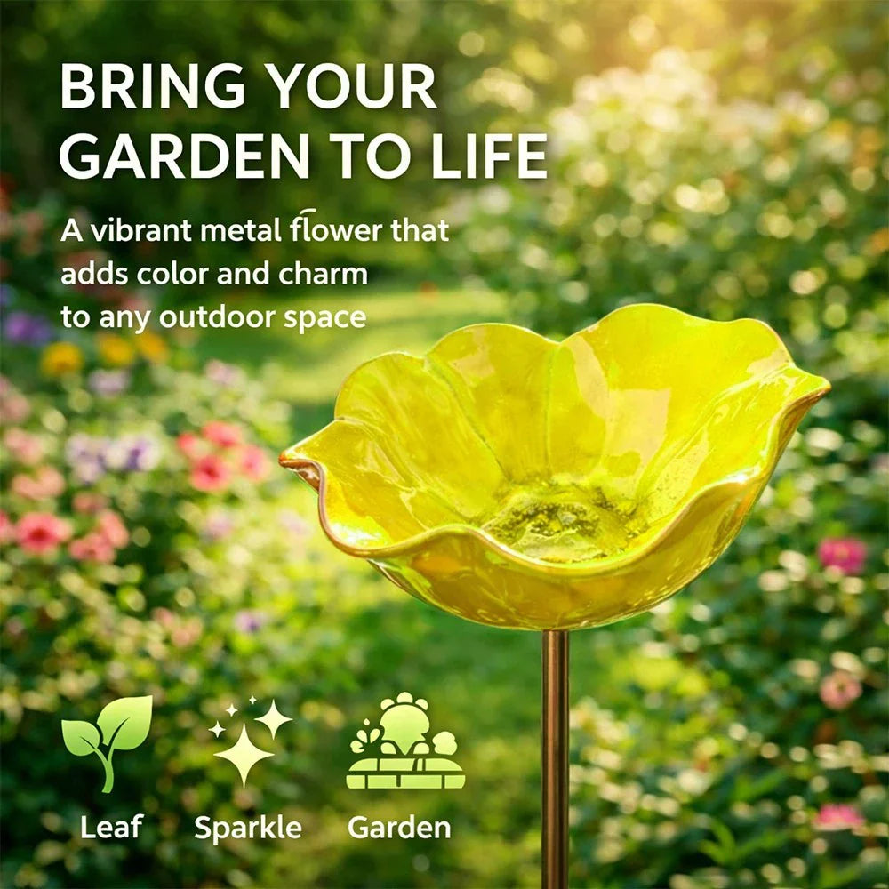 💖Handgemaakte Metalen Bloem Tuinpaal🐦