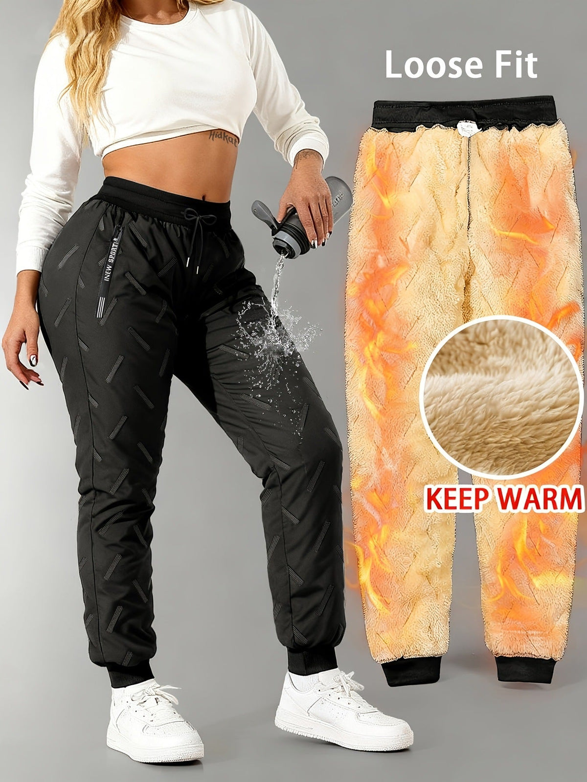 ✨ Unisex – extra zachte en warme fleece-gevoerde waterafstotende broek