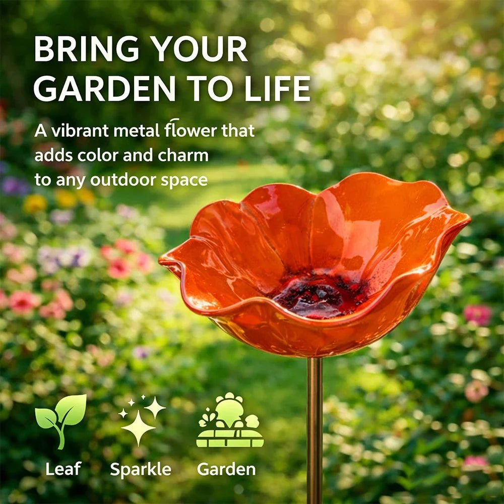 💖Handgemaakte Metalen Bloem Tuinpaal🐦