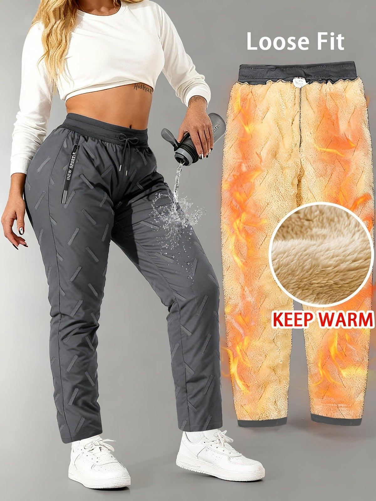 ✨ Unisex – extra zachte en warme fleece-gevoerde waterafstotende broek