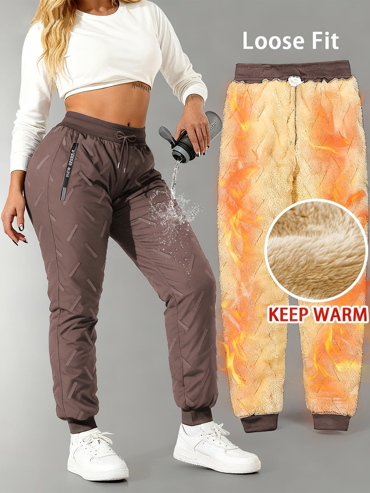 ✨ Unisex – extra zachte en warme fleece-gevoerde waterafstotende broek