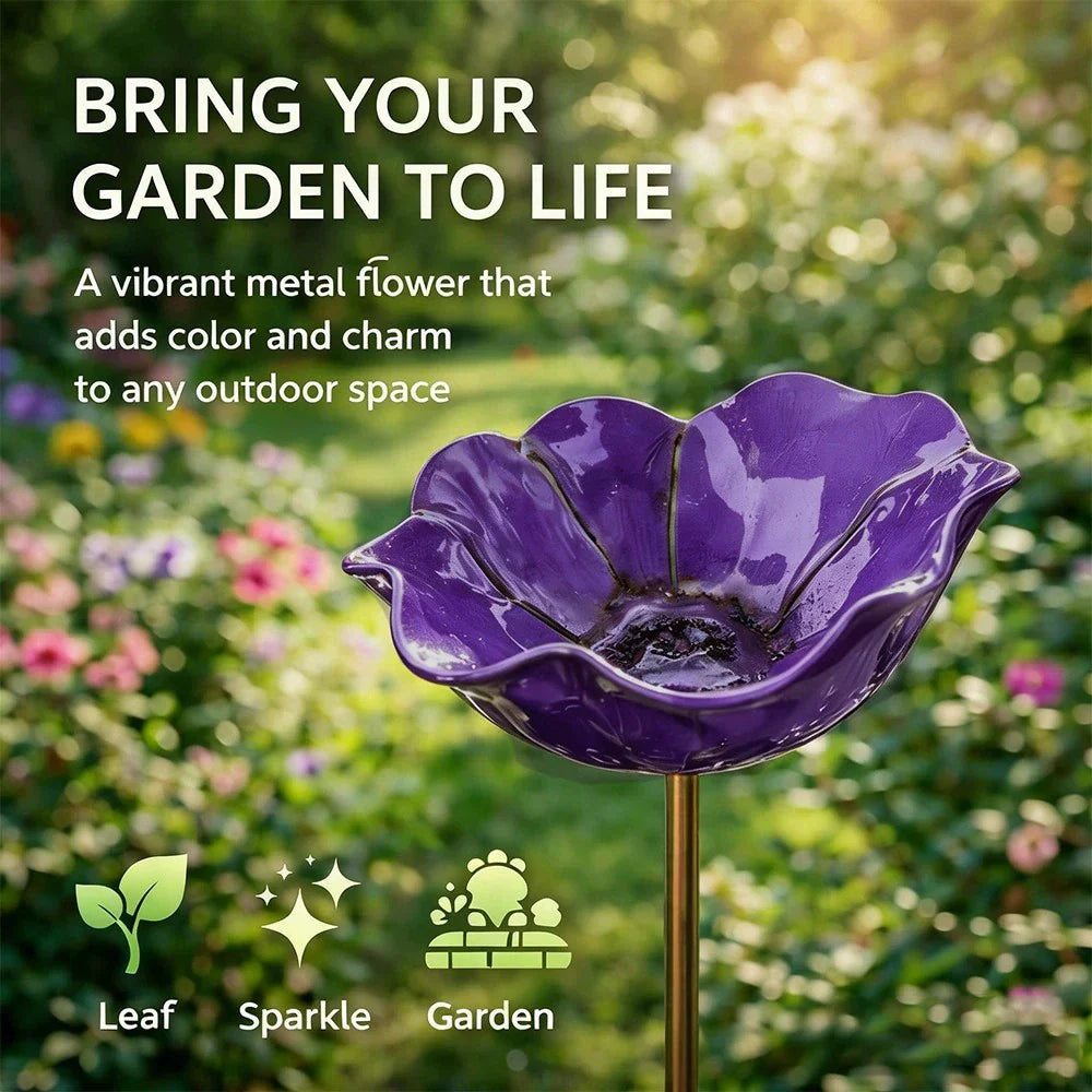 💖Handgemaakte Metalen Bloem Tuinpaal🐦