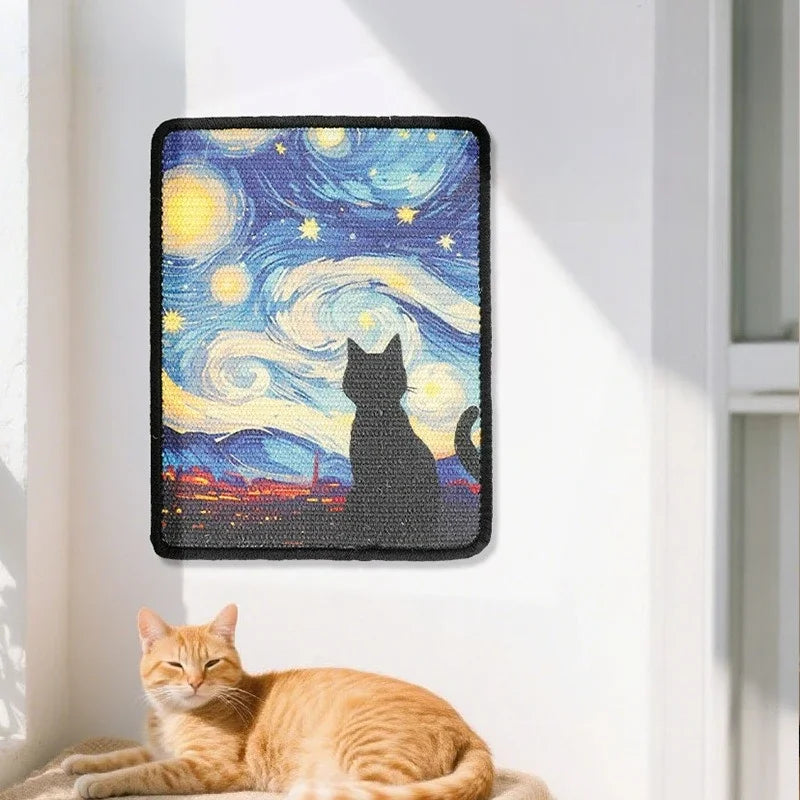 🐱 Artistieke krabpaal voor katten, geschikt voor aan de muur | Ruimtebesparende wandmat