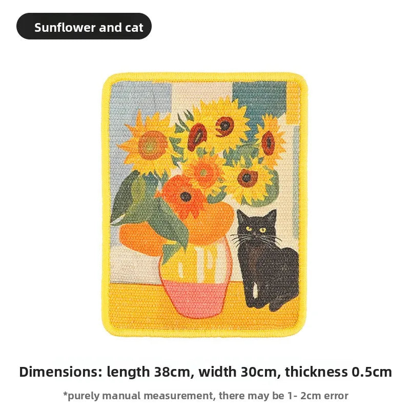 🐱 Artistieke krabpaal voor katten, geschikt voor aan de muur | Ruimtebesparende wandmat