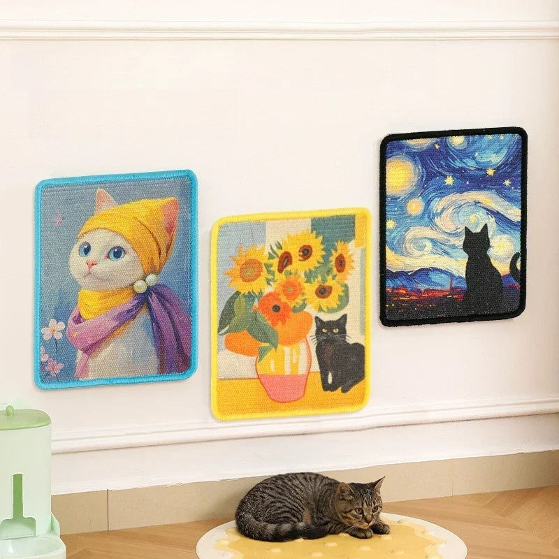 🐱 Artistieke krabpaal voor katten, geschikt voor aan de muur | Ruimtebesparende wandmat