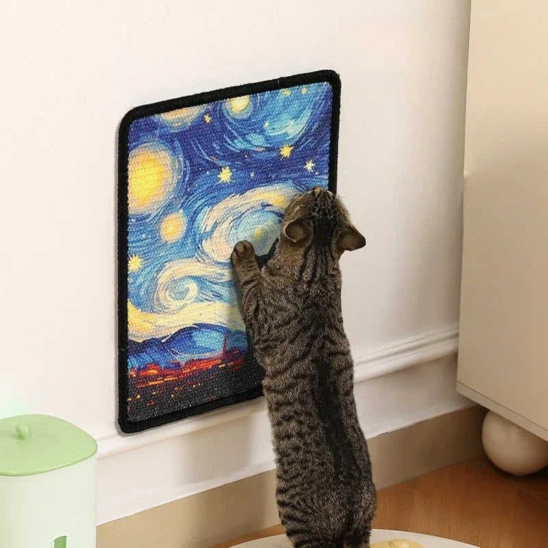 🐱 Artistieke krabpaal voor katten, geschikt voor aan de muur | Ruimtebesparende wandmat