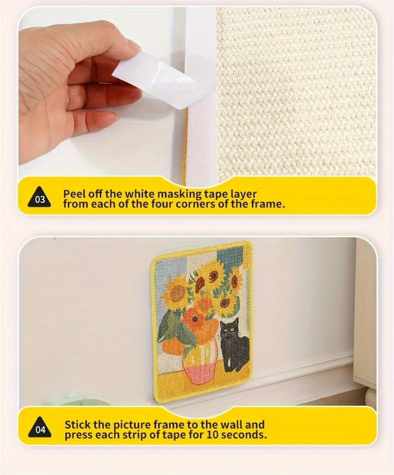 🐱 Artistieke krabpaal voor katten, geschikt voor aan de muur | Ruimtebesparende wandmat