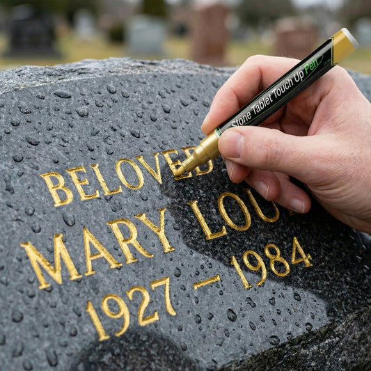 🖊️ Gouden Grafsteenstift – Voor vervaagde inscripties opnieuw leesbaar maken