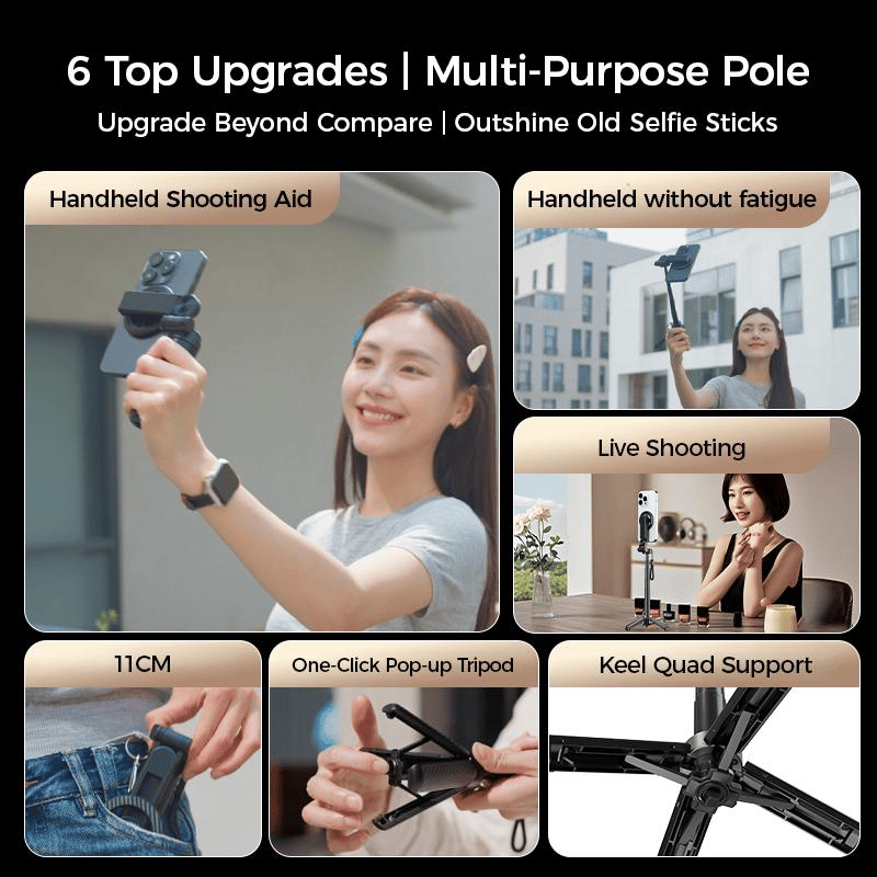🌟🤳4-in-1 Magnetische Selfiestick met Statief en Afstandsbediening, compatibel met iPhone en Android.