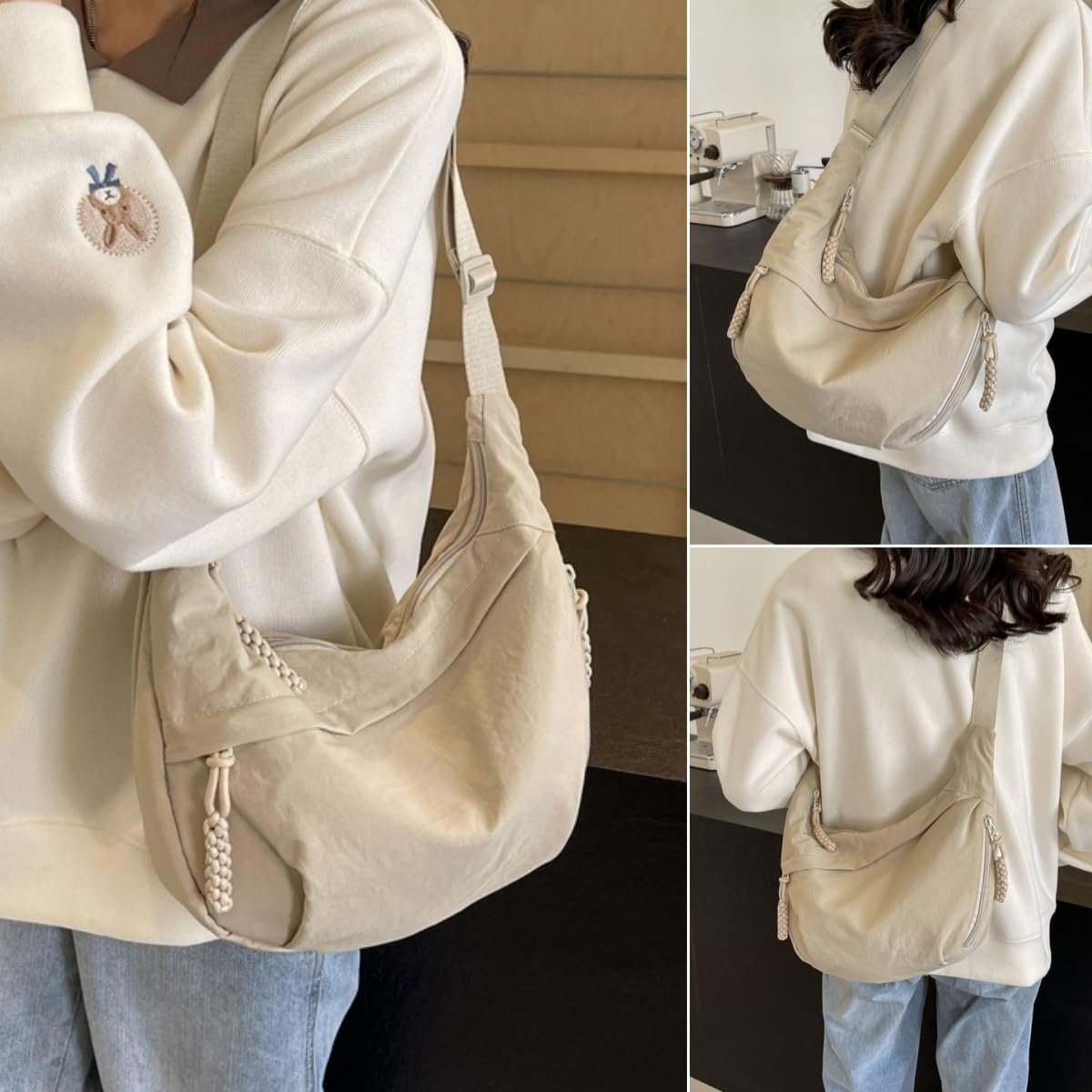 🔥Modieuze nylon schoudertas in effen kleu