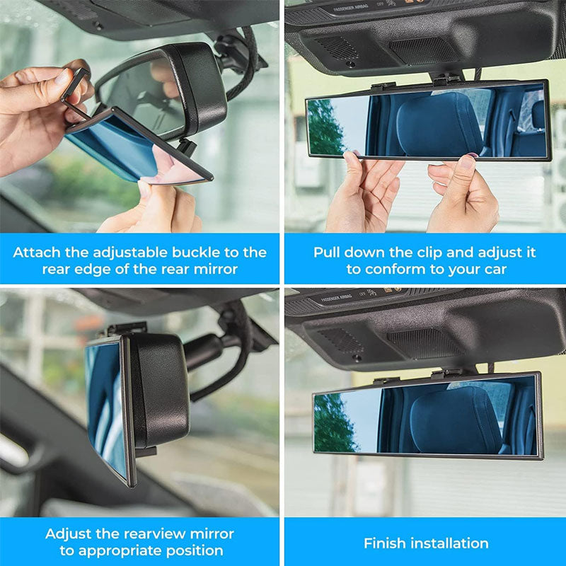 🚗 Veiligheidsgarantie - Universele clip-on panoramische achteruitkijkspiegel