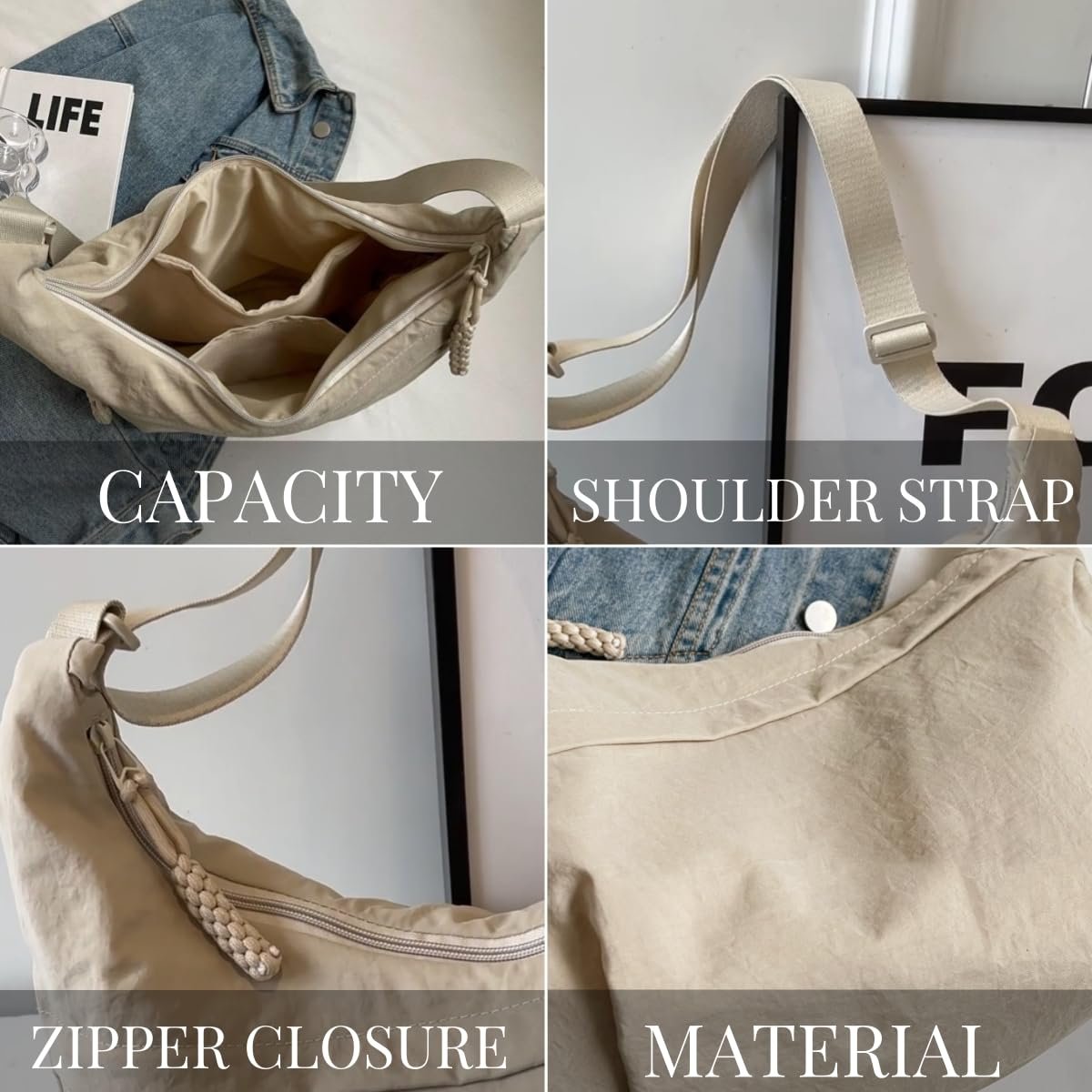 🔥Modieuze nylon schoudertas in effen kleu