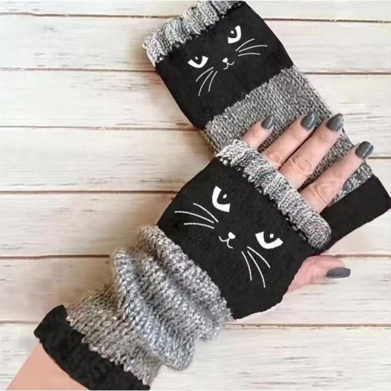 ❄️Gebreide vingerloze handschoenen voor dames met schattige kat – Comfortabele, stijlvolle en praktische handwarmers voor de winter 🐾
