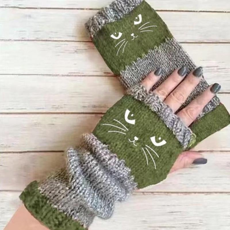 ❄️Gebreide vingerloze handschoenen voor dames met schattige kat – Comfortabele, stijlvolle en praktische handwarmers voor de winter 🐾
