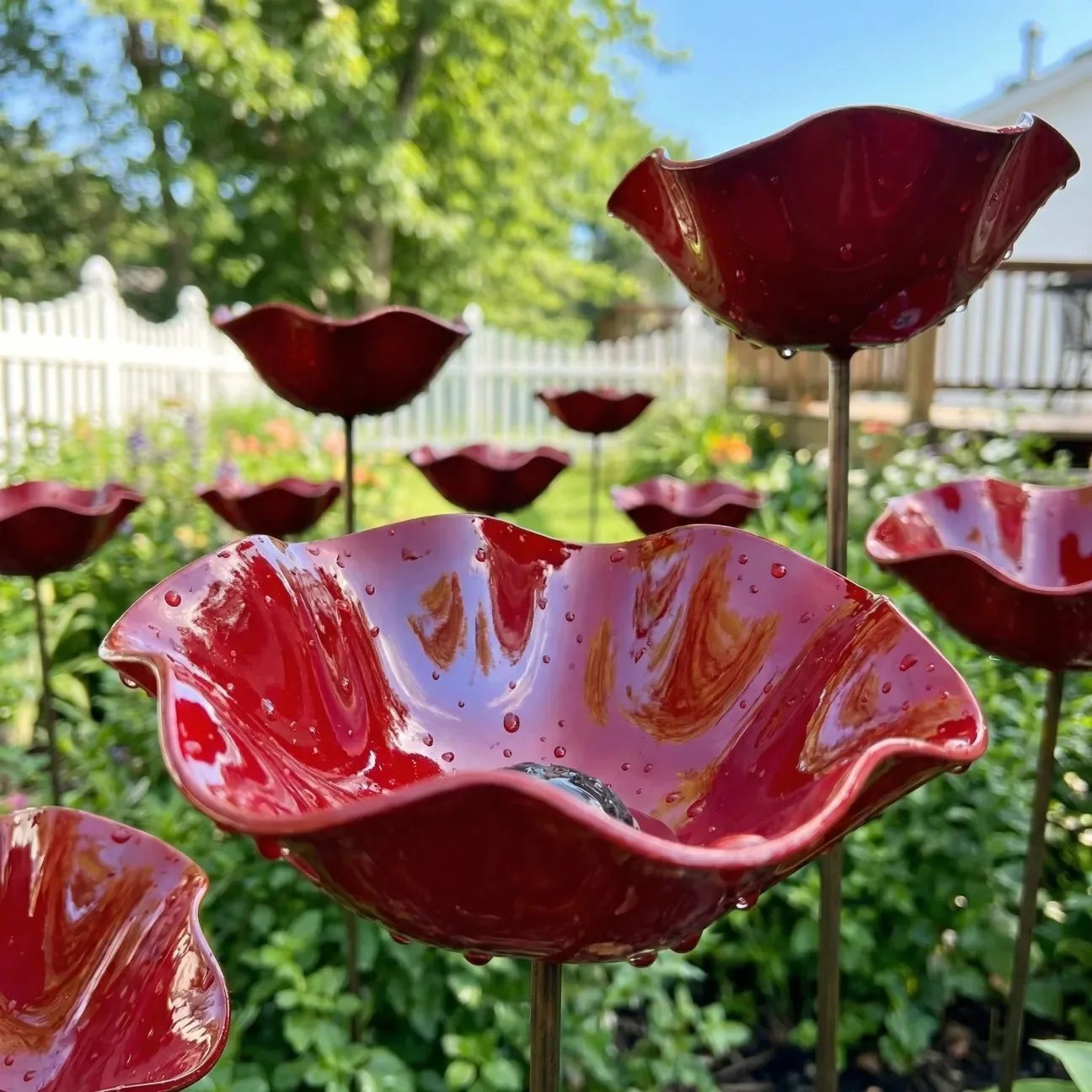 💖Handgemaakte Metalen Bloem Tuinpaal🐦