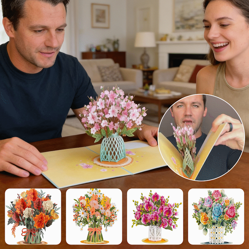 2-in-1 cadeau en decoratie voor elk moment 🌸 3D bloemenboeket pop-upkaart