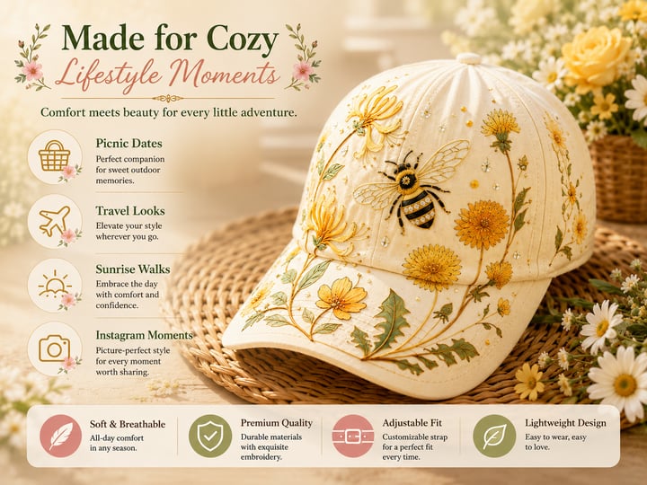 🌸🌿 Tuinochtend honkbalpet: zachte zon en dagelijks comfort! ☀️🌱🧢