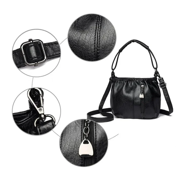 ⏳Tijdelijke aanbieding⏰ Geplooide leren bucket bag – Zacht materiaal, verstelbare schouderband en chique casual stijl ✨