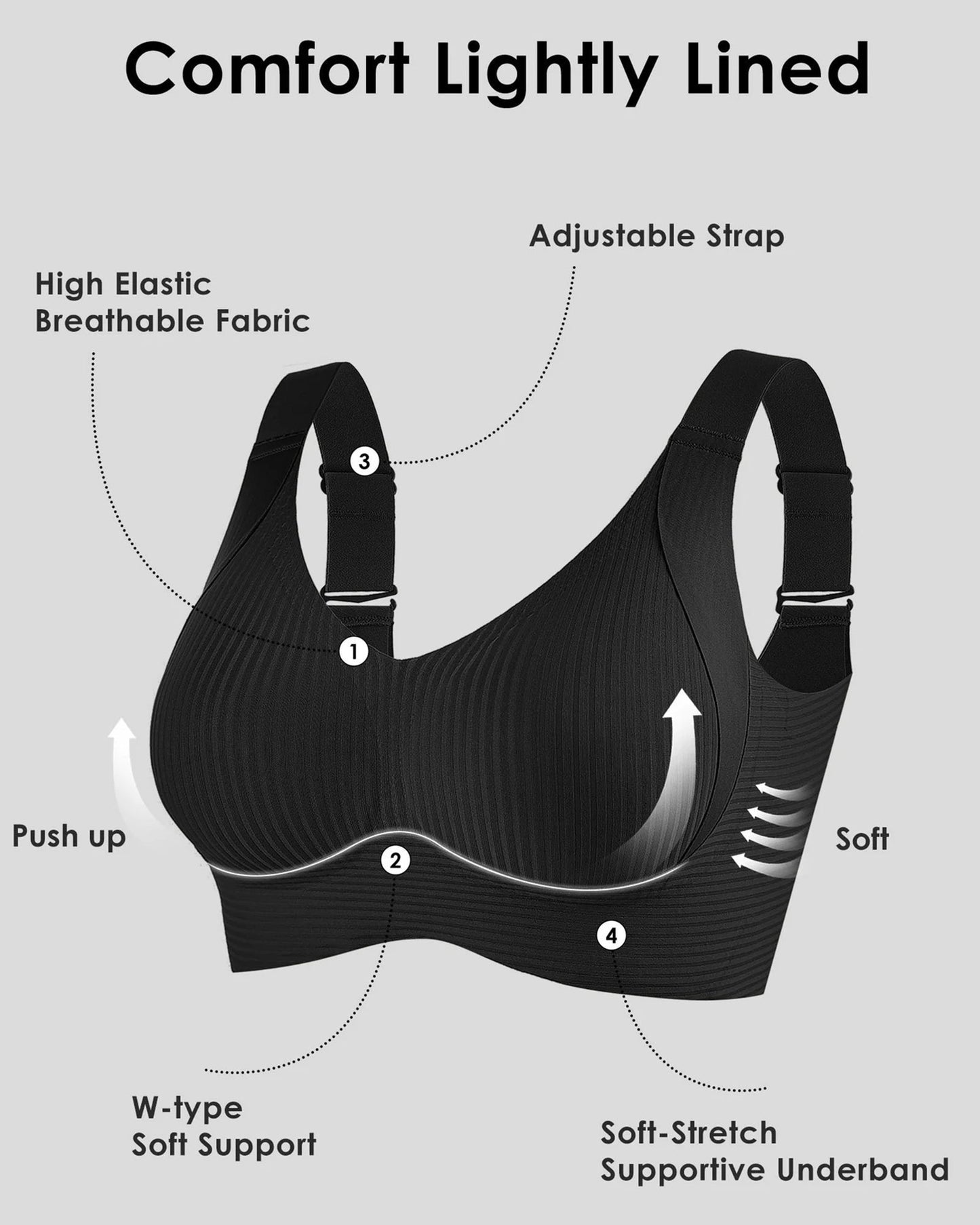 🎁Voorjaars Hot Sale 49% UIT - Geribbelde Push Up Verstelbare Draadloze BH voor Vrouwen
