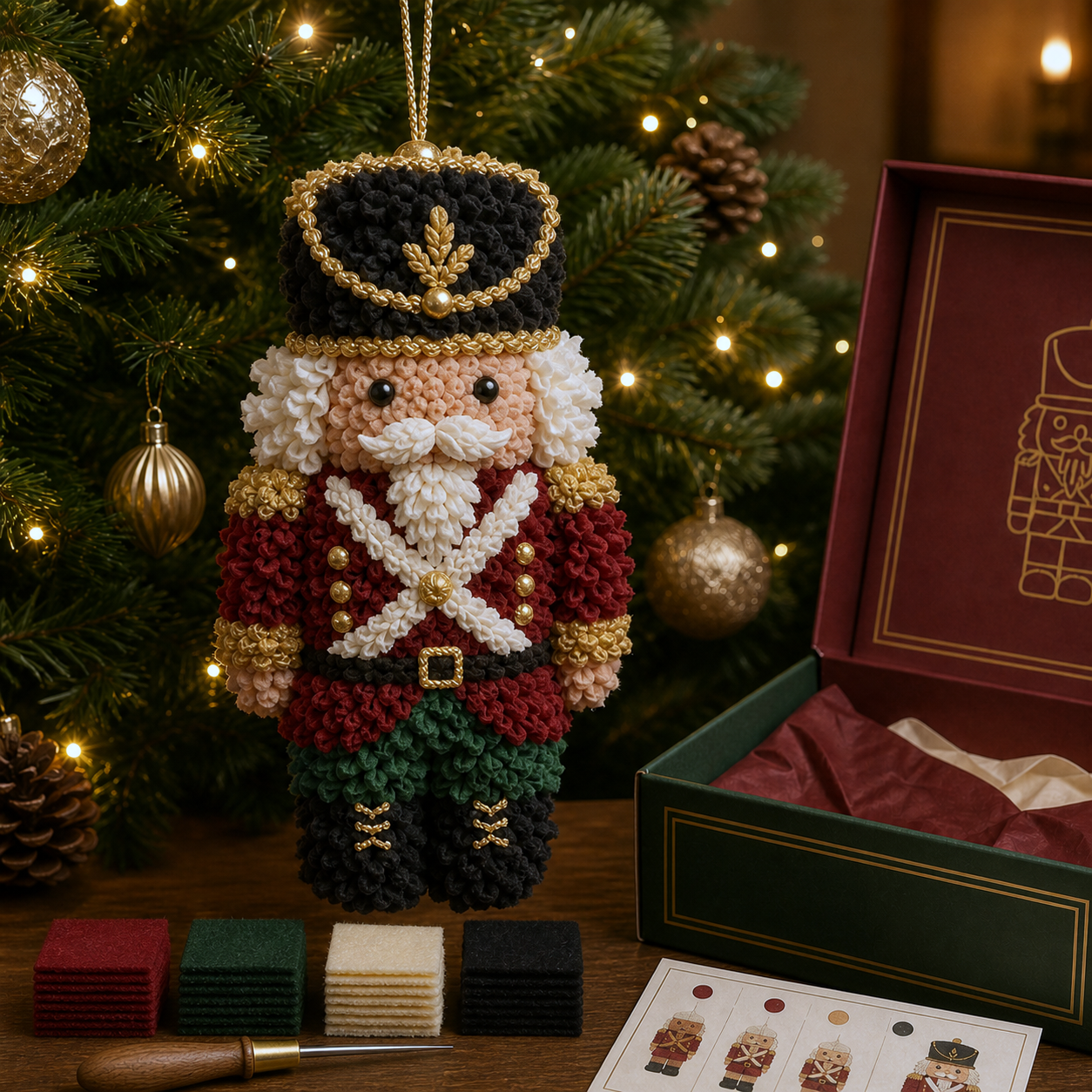 🎄🧵 Eén prikje tegelijk — 3D‑stof‑prikker kerstornament DIY‑pakket
