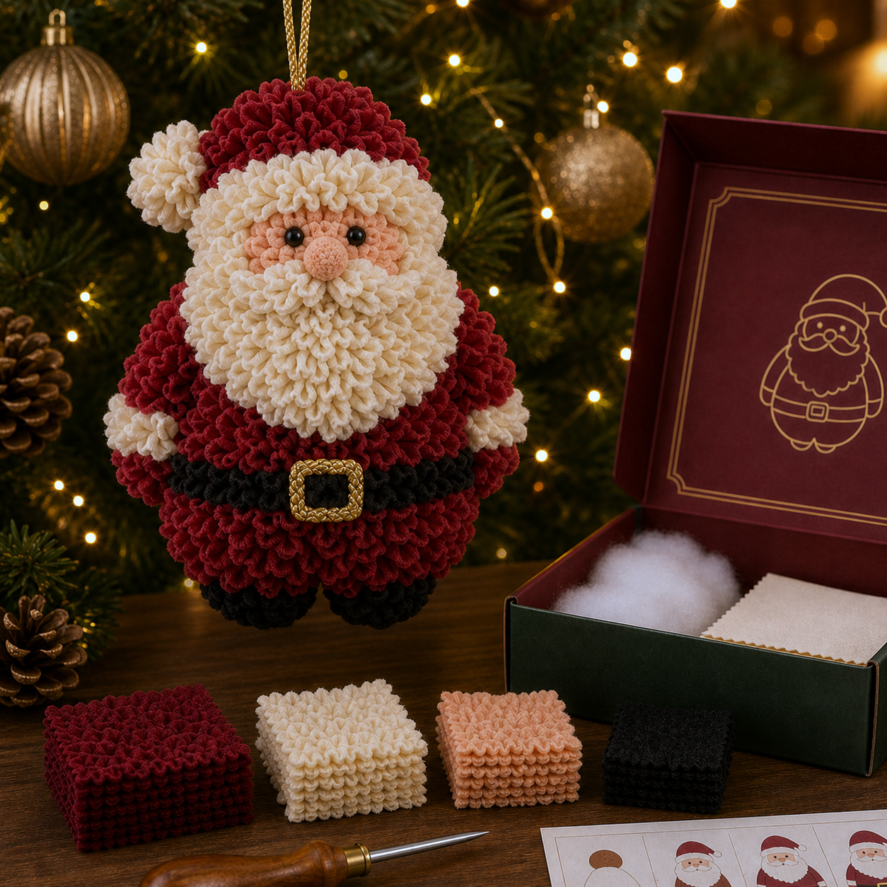 🎄🧵 Eén prikje tegelijk — 3D‑stof‑prikker kerstornament DIY‑pakket