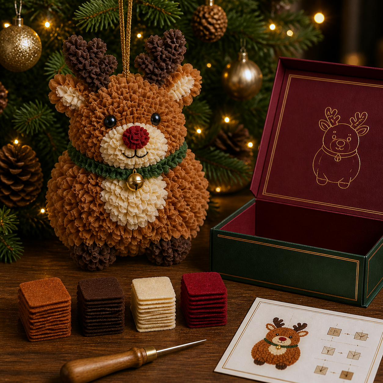 🎄🧵 Eén prikje tegelijk — 3D‑stof‑prikker kerstornament DIY‑pakket