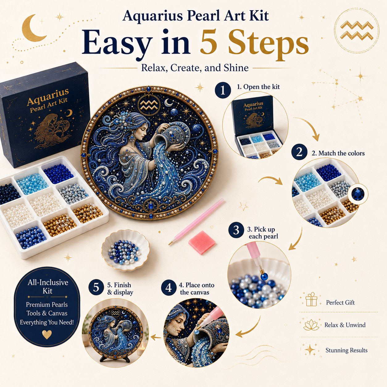 🌙 Magie Aan Je Muur! Luxe 3D Zodiak Parel Kunst Voor Een Sfeervol Huis 🔮