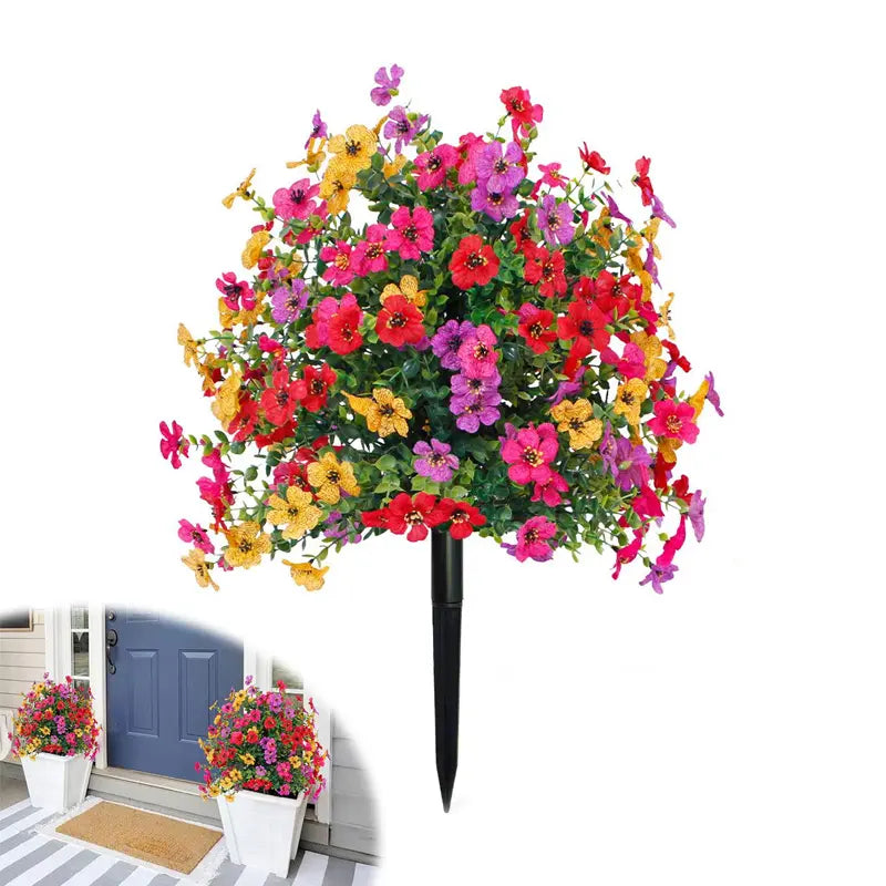 🌷 Kunstmatige eucalyptus en viooltjes als bloemdecoratie voor in de grond