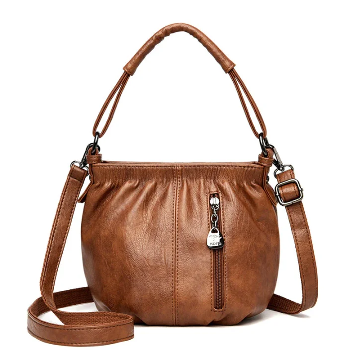 ⏳Tijdelijke aanbieding⏰ Geplooide leren bucket bag – Zacht materiaal, verstelbare schouderband en chique casual stijl ✨