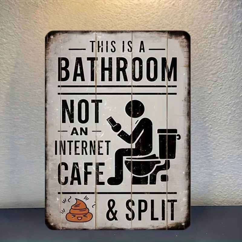 "Dit is een toilet, geen internetcafé" – Grappig vintage metalen wandbord