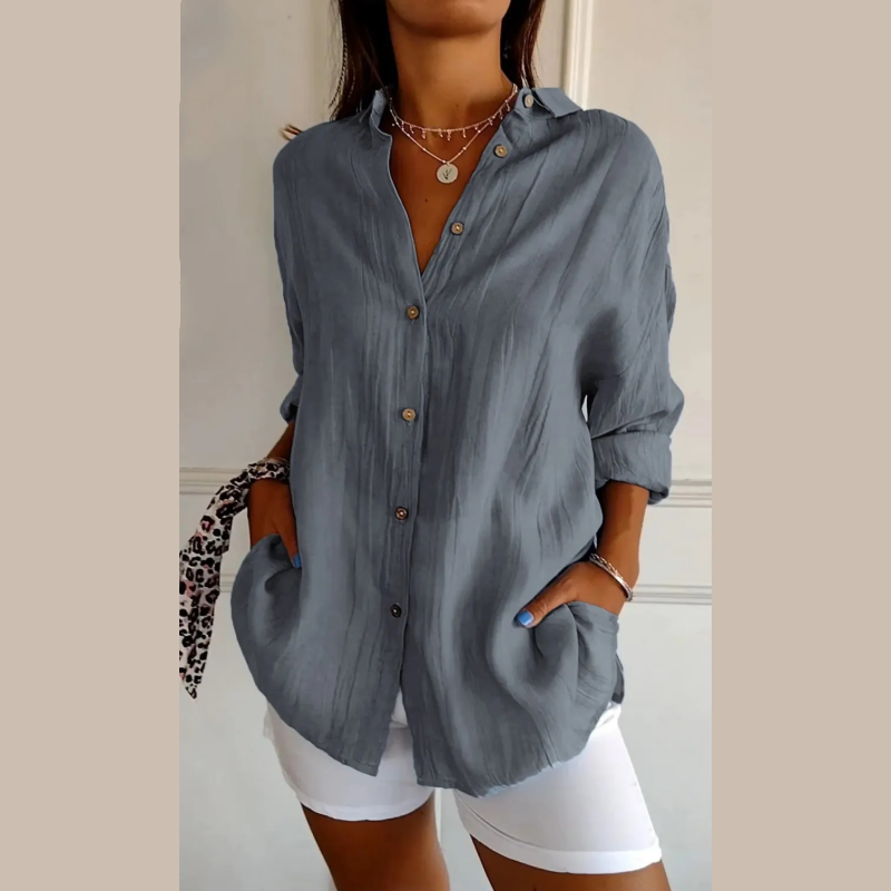 ⌛Aanbieding van deze week🥰Klassiek geplooid damesoverhemd met textuu