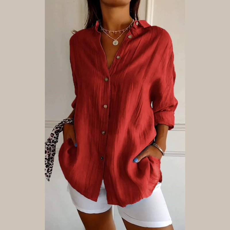 ⌛Aanbieding van deze week🥰Klassiek geplooid damesoverhemd met textuu