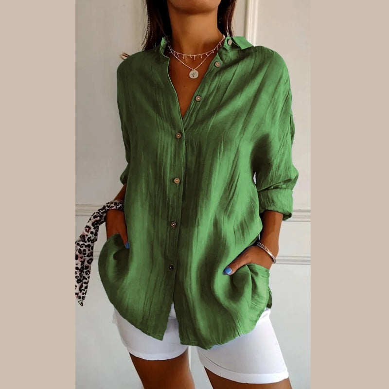 ⌛Aanbieding van deze week🥰Klassiek geplooid damesoverhemd met textuu