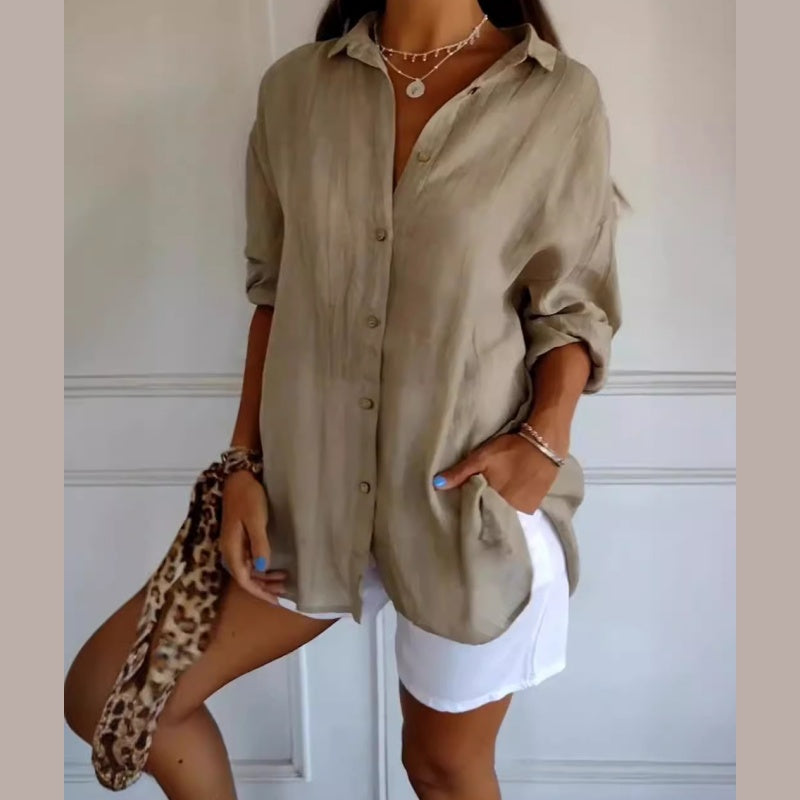 ⌛Aanbieding van deze week🥰Klassiek geplooid damesoverhemd met textuu