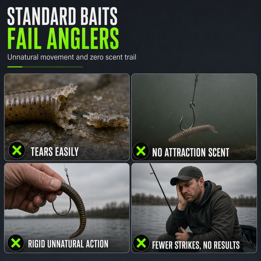 🎣 Levensecht kunstaas regenworm met garnalengeur & gloei‑effect | Zachte TPR softbait 8 cm