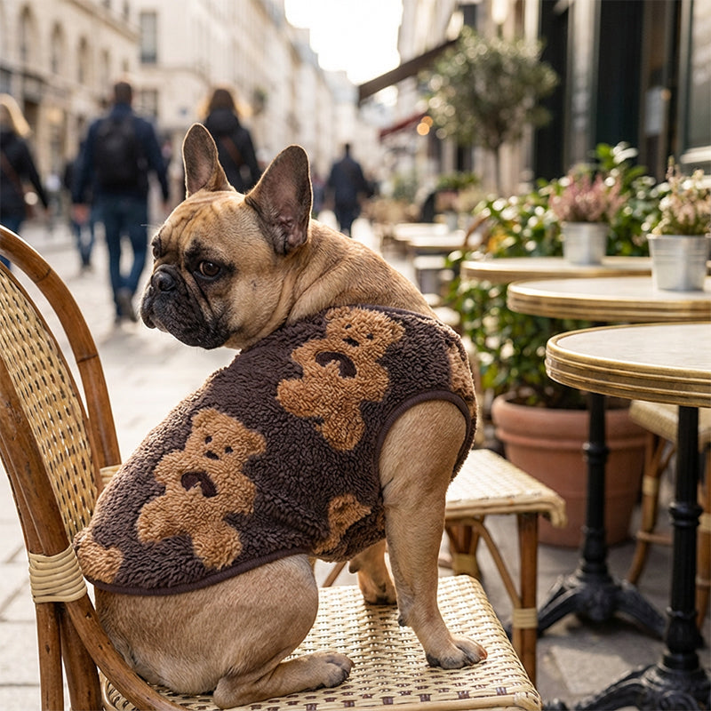 🐶 Zacht warm hondenvest pluche voering mouwloos maten S–8XL