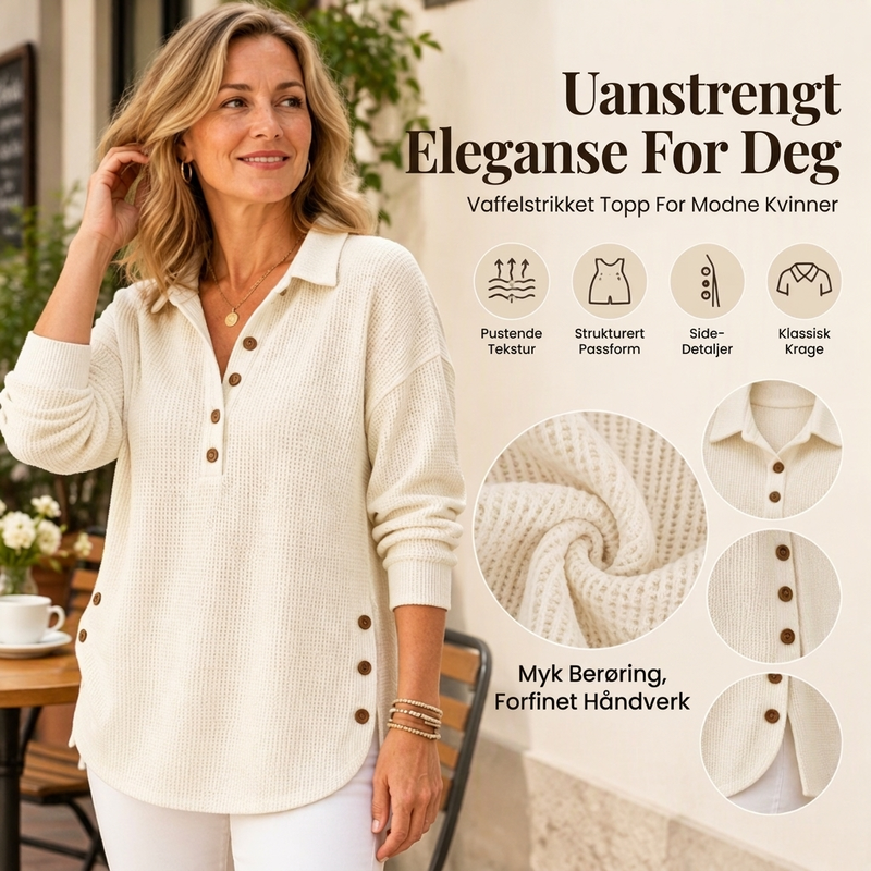 🧶 Naisten vohvelineulottu pitkähihainen pusero