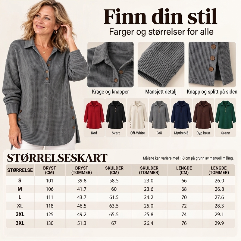 🧶 Naisten vohvelineulottu pitkähihainen pusero
